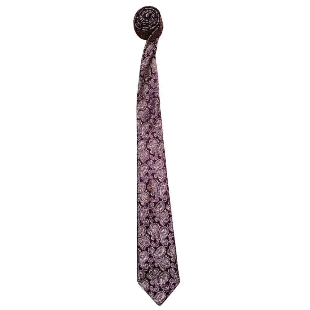 Class Club Gold Label Purple Paisley Necktie Silk‎ Blend Business
